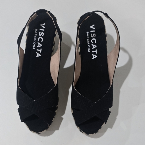 Viscata Black Peep Toe Espadrilles - Picture 2 of 6